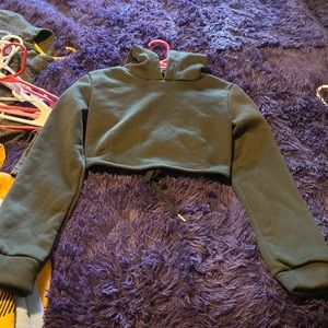 Lace up back cropped sweatshirt